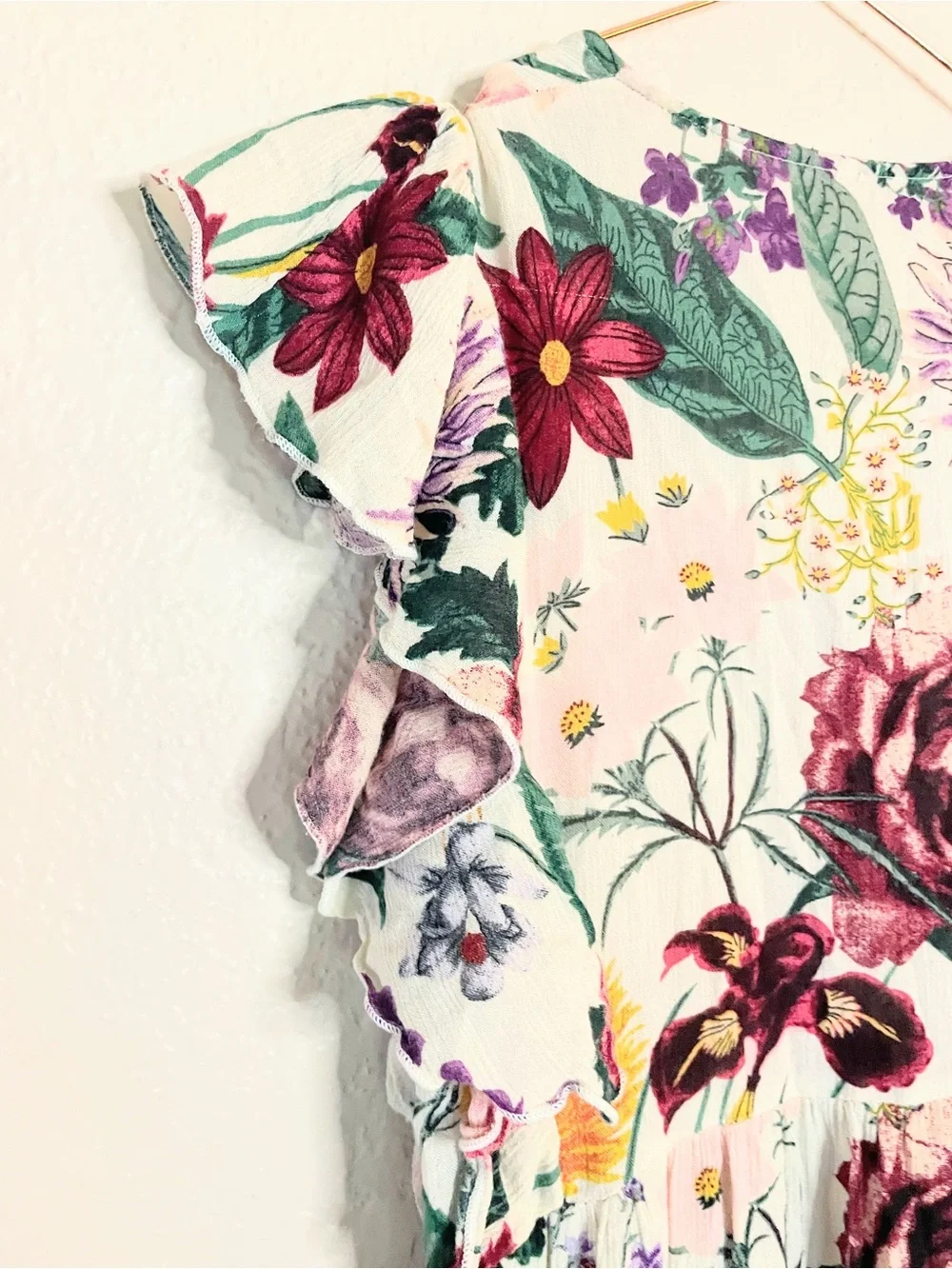 Free People Bonita Floral Ruffle Midi Dress XS